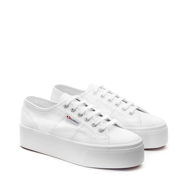 Superga 2790 Platform White Platform Sneakers - Women's USA | US8070862